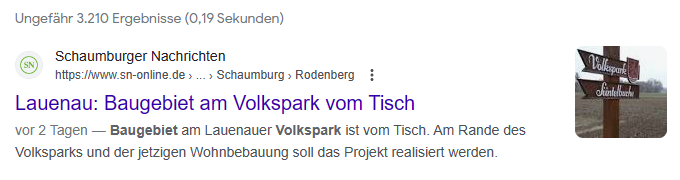 Screenshot Google Baugebiet Vokspark Lauenau